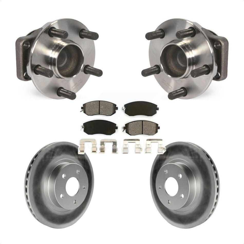 Front Hub Bearing Assembly With Coated Disc Brake Rotors And Semi-Metallic Pads Kit For 2013-2016 Scion FR-S Subaru BRZ 277mm Diameter Rotor KBB-104223