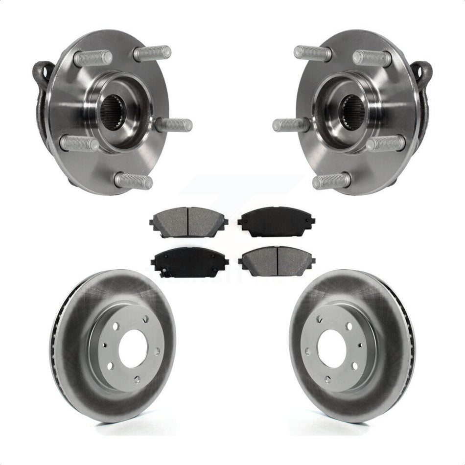 Front Hub Bearing Assembly With Coated Disc Brake Rotors And Semi-Metallic Pads Kit For 2016-2021 Mazda CX-3 FWD KBB-104228