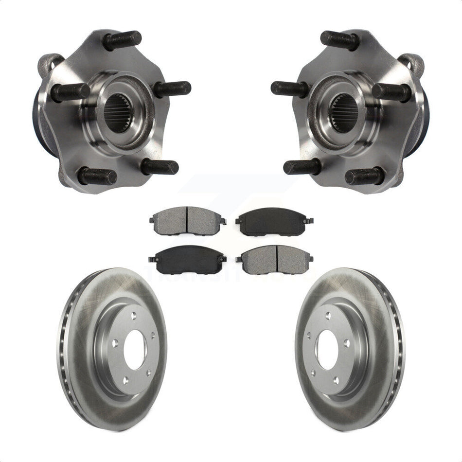 Front Hub Bearing Assembly With Coated Disc Brake Rotors And Semi-Metallic Pads Kit For Nissan Sentra KBB-104235