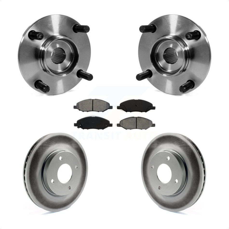 Front Hub Bearing Assembly With Coated Disc Brake Rotors And Semi-Metallic Pads Kit For 2008 Nissan Versa 4-Wheel ABS KBB-104238