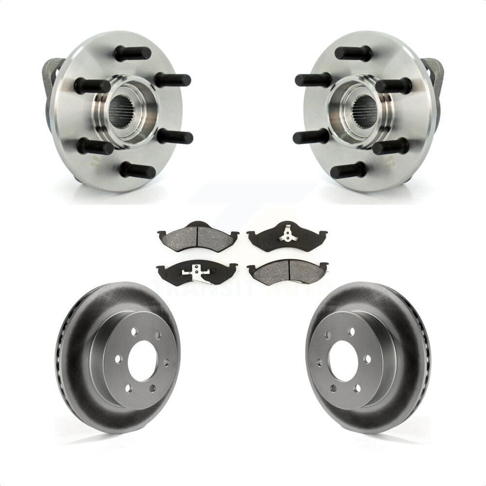 Front Hub Bearing Assembly With Coated Disc Brake Rotors And Semi-Metallic Pads Kit For Dodge Durango Dakota KBB-104250