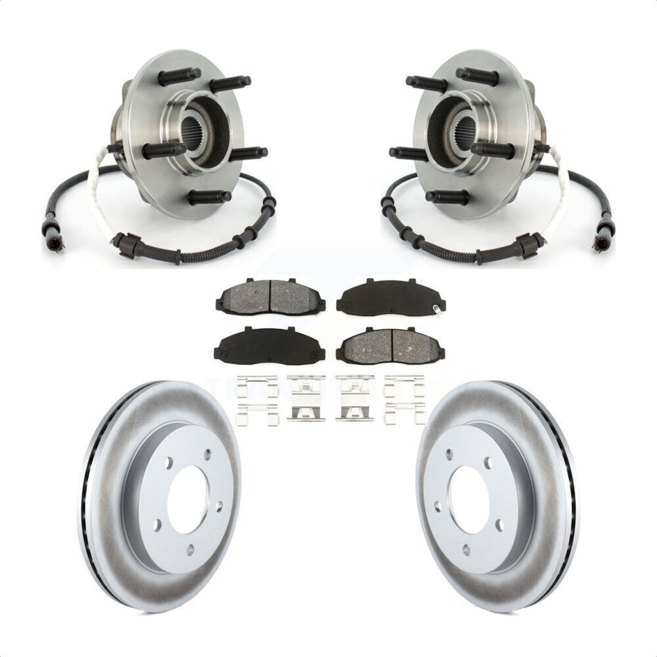 Front Hub Bearing Assembly With Coated Disc Brake Rotors And Semi-Metallic Pads Kit For Ford F-150 Heritage 4WD with 4-Wheel ABS KBB-104260