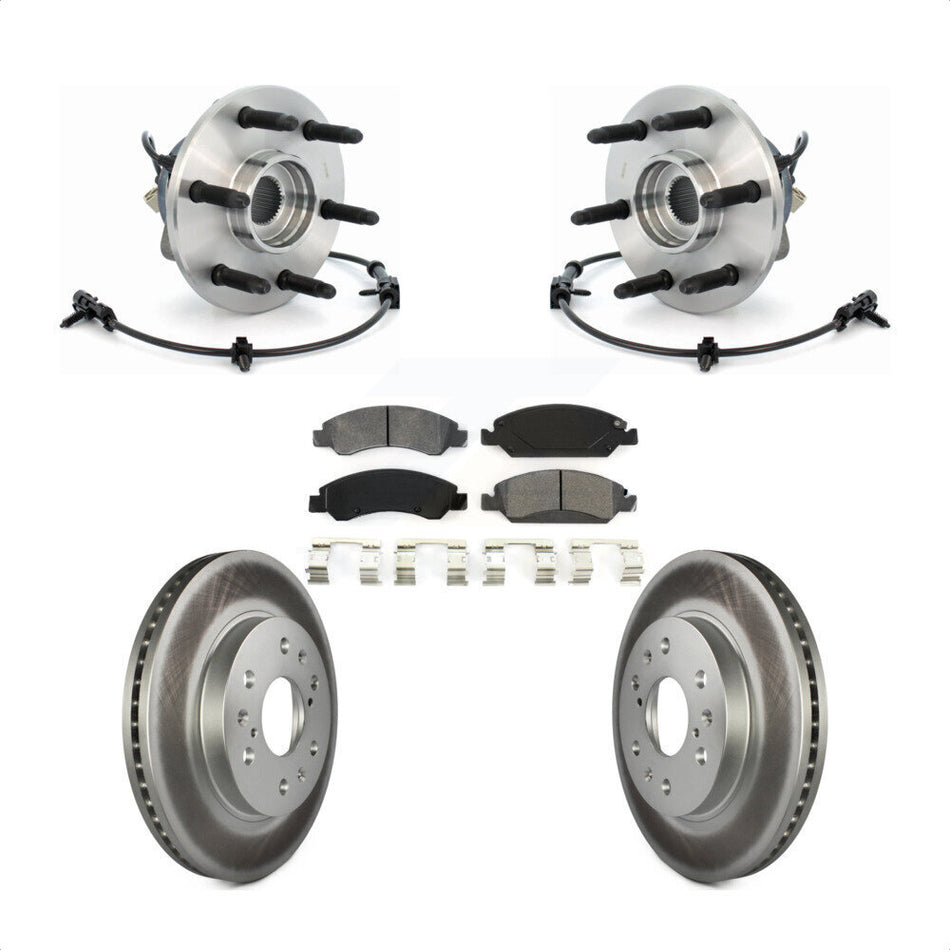Front Hub Bearing Assembly With Coated Disc Brake Rotors And Semi-Metallic Pads Kit For Chevrolet Silverado 1500 GMC Sierra Classic Express Savana KBB-104268