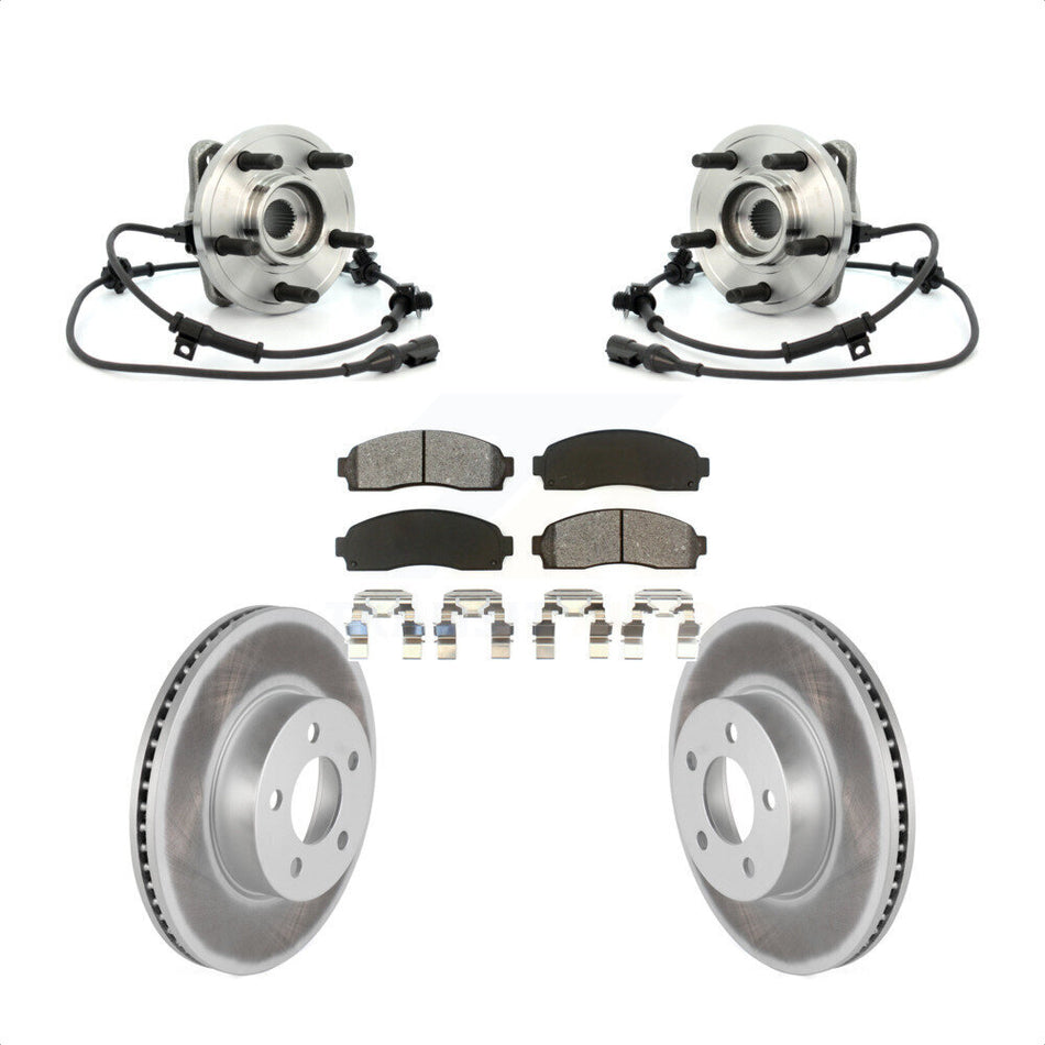 Front Hub Bearing Assembly With Coated Disc Brake Rotors And Semi-Metallic Pads Kit For Ford Ranger Explorer Sport Trac Mazda B4000 4WD KBB-104277
