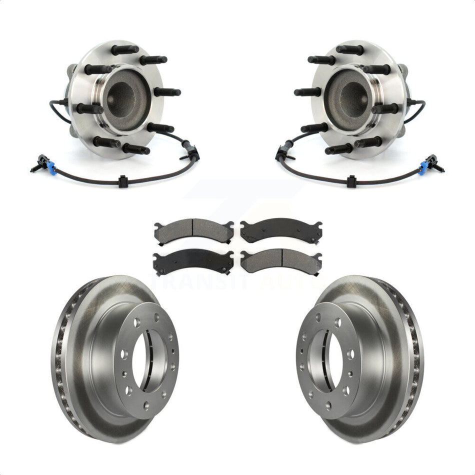 Front Hub Bearing Assembly With Coated Disc Brake Rotors And Semi-Metallic Pads Kit For Chevrolet Express 2500 3500 GMC Savana KBB-104286