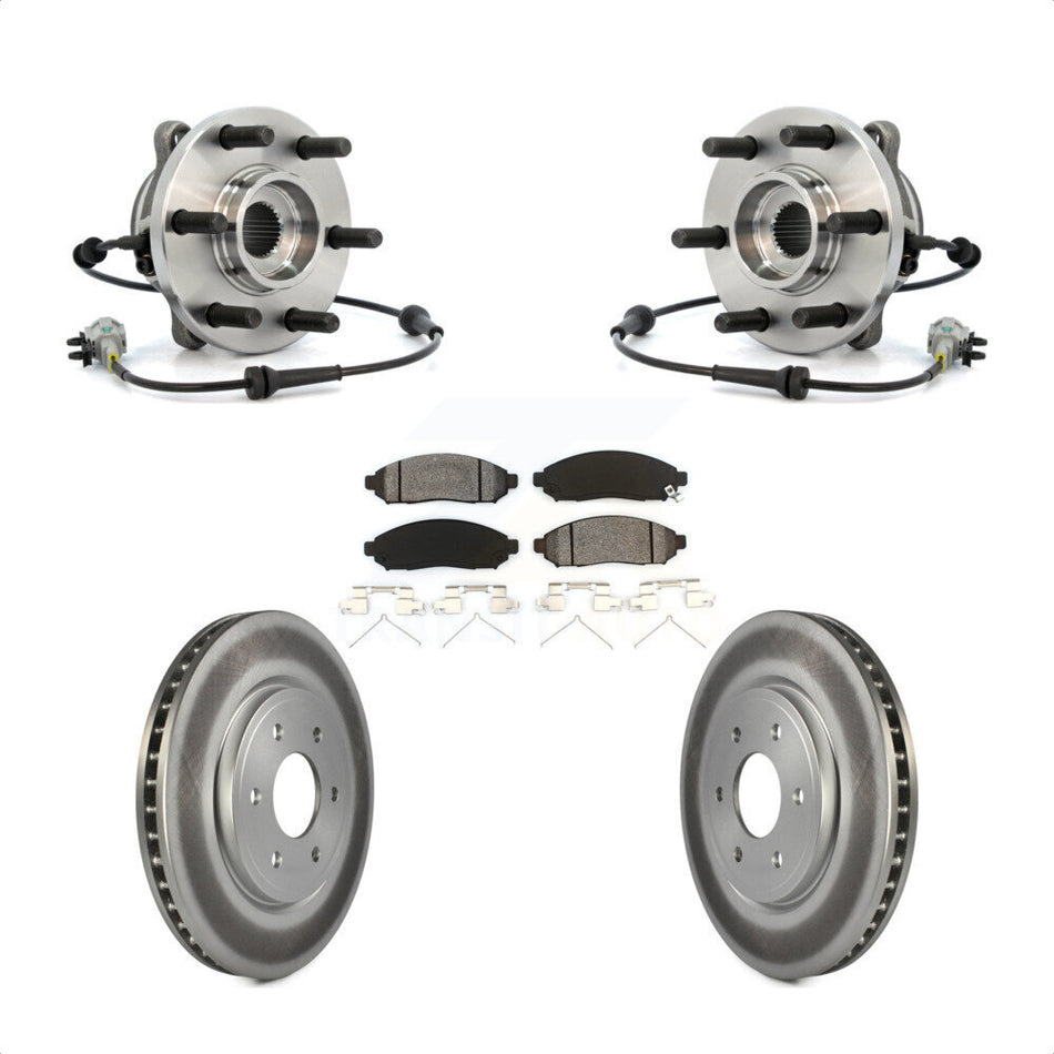 Front Hub Bearing Assembly With Coated Disc Brake Rotors And Semi-Metallic Pads Kit For Nissan Frontier Pathfinder Xterra Suzuki Equator KBB-104295