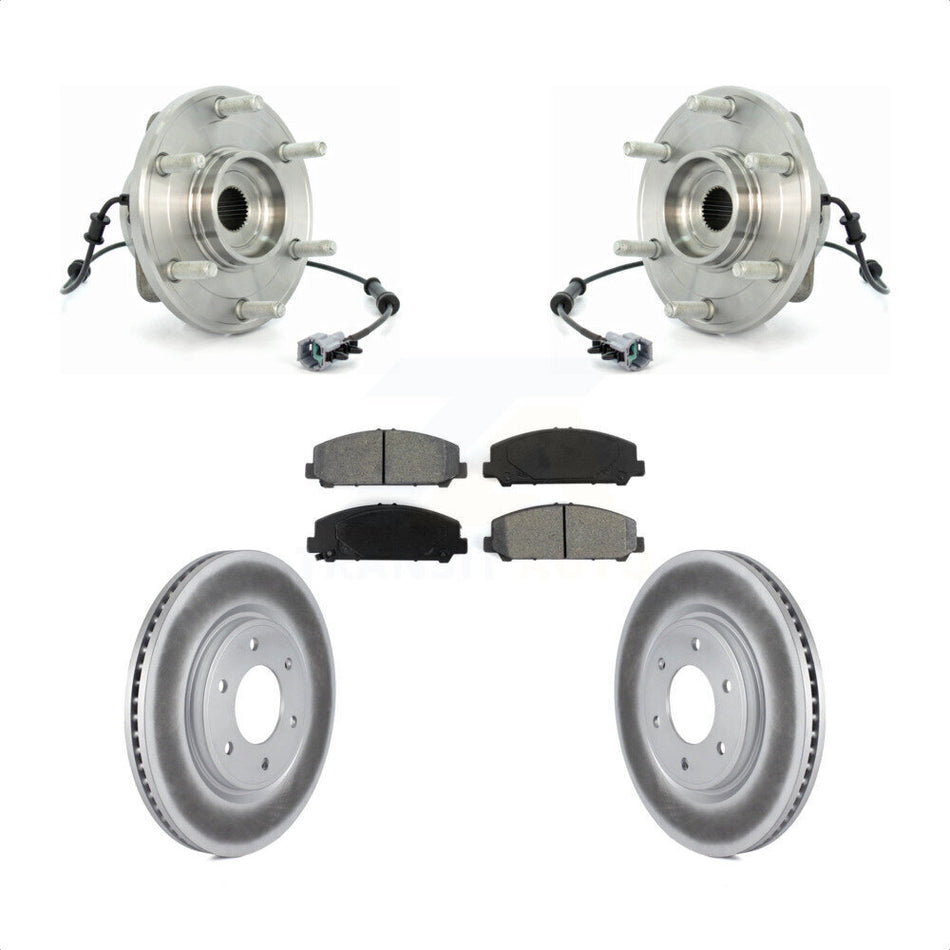 Front Hub Bearing Assembly With Coated Disc Brake Rotors And Semi-Metallic Pads Kit For 2007 INFINITI QX56 From 04 07 KBB-104299