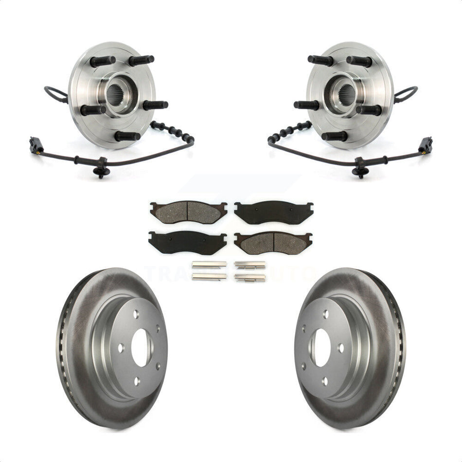 Front Hub Bearing Assembly With Coated Disc Brake Rotors And Semi-Metallic Pads Kit For Dodge Ram 1500 KBB-104305