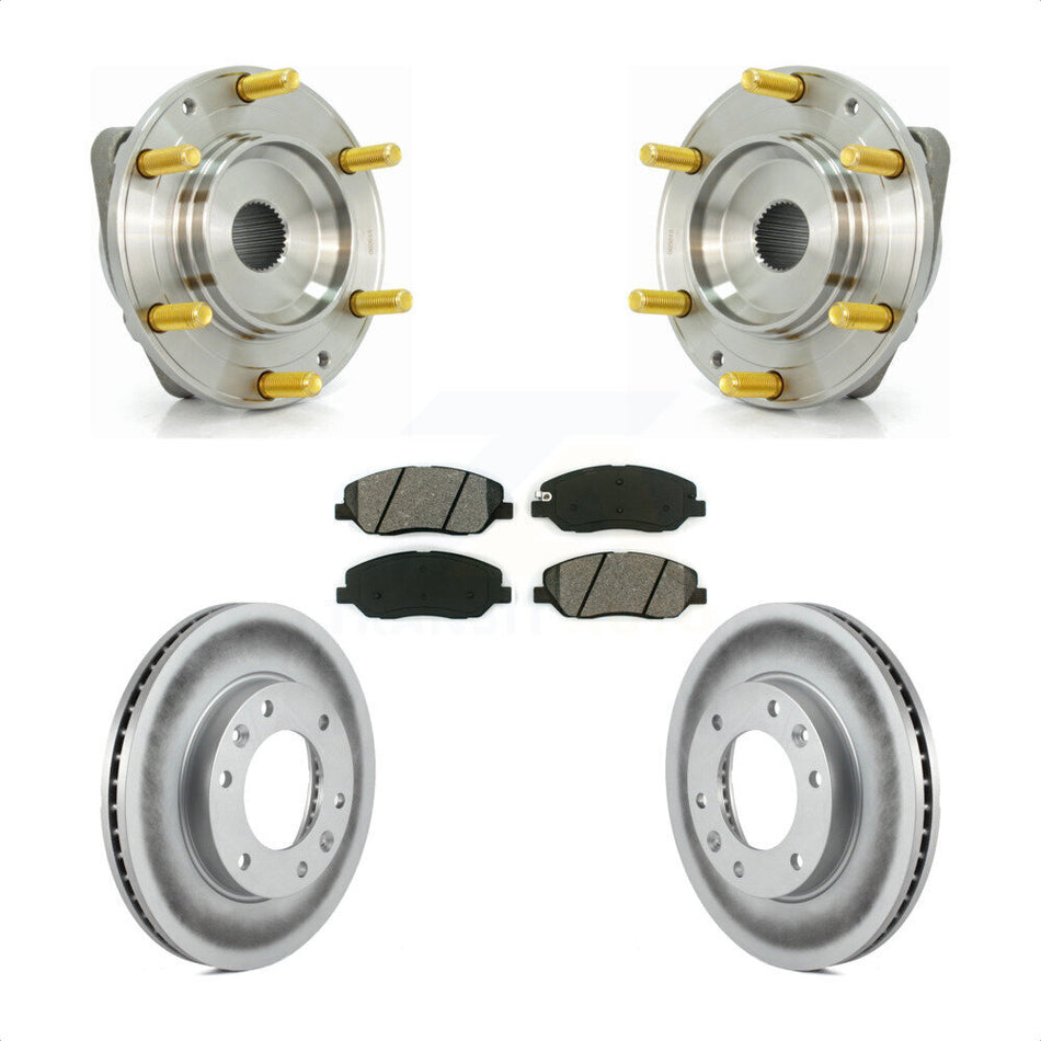 Front Hub Bearing Assembly With Coated Disc Brake Rotors And Semi-Metallic Pads Kit For Kia Sedona Hyundai Entourage KBB-104321