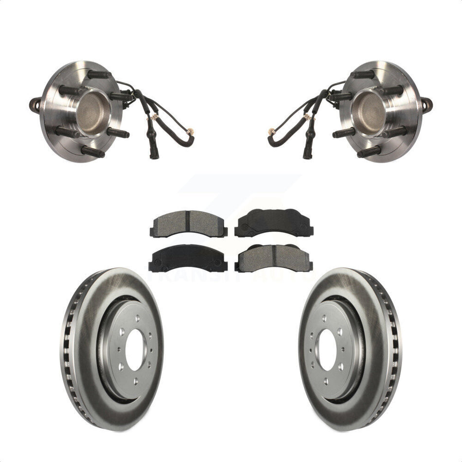 Front Hub Bearing Assembly With Coated Disc Brake Rotors And Semi-Metallic Pads Kit For 2010-2010 Ford Expedition Lincoln Navigator RWD KBB-104324