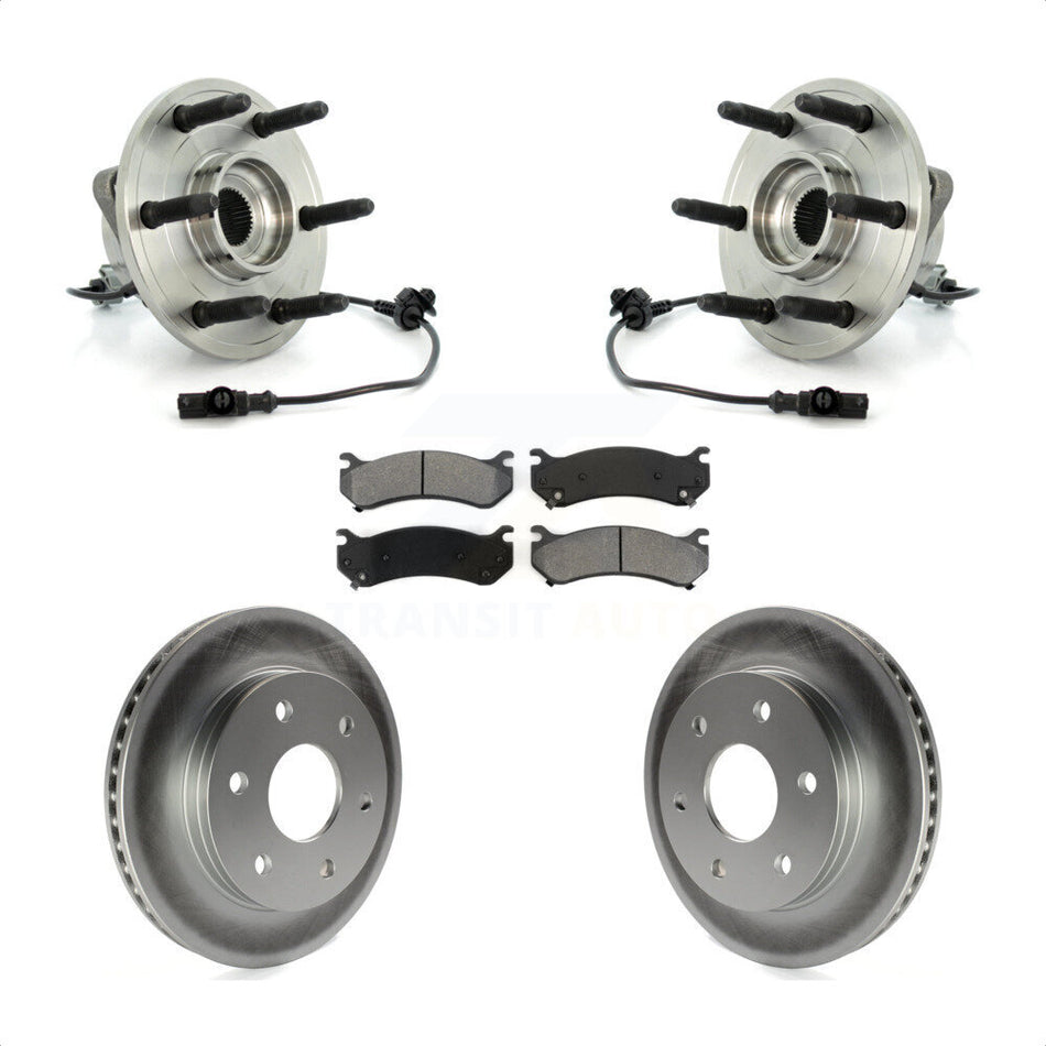 Front Hub Bearing Assembly With Coated Disc Brake Rotors And Semi-Metallic Pads Kit For 2007 Chevrolet Silverado 1500 LT LTZ with 4WD rear brakes KBB-104328