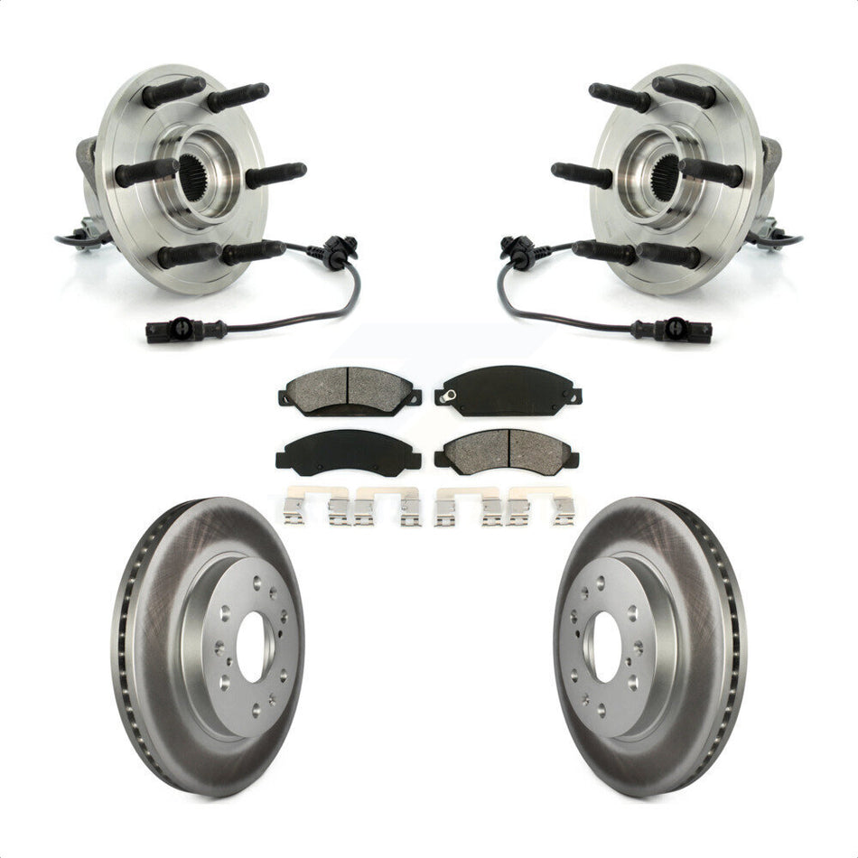 Front Hub Bearing Assembly Coated Disc Brake Rotors And Semi-Metallic Pads Kit For 2007-2007 Chevrolet Tahoe GMC Suburban 1500 Yukon Cadillac Avalanche XL Escalade ESV EXT KBB-104329