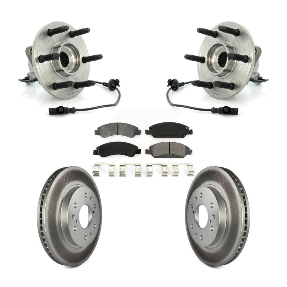 Front Hub Bearing Assembly With Coated Disc Brake Rotors And Pads Kit For Chevrolet Silverado 1500 GMC Sierra Tahoe Suburban Yukon Cadillac XL Avalanche Escalade ESV EXT KBB-104330