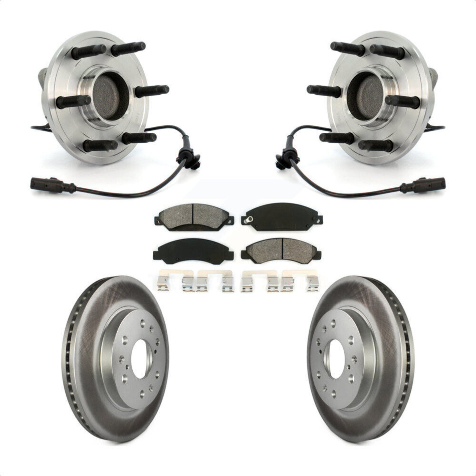 Front Hub Bearing Assembly With Coated Disc Brake Rotors And Semi-Metallic Pads Kit For 2007-2007 Chevrolet Tahoe GMC Suburban 1500 Yukon Avalanche XL Cadillac Escalade RWD KBB-104334