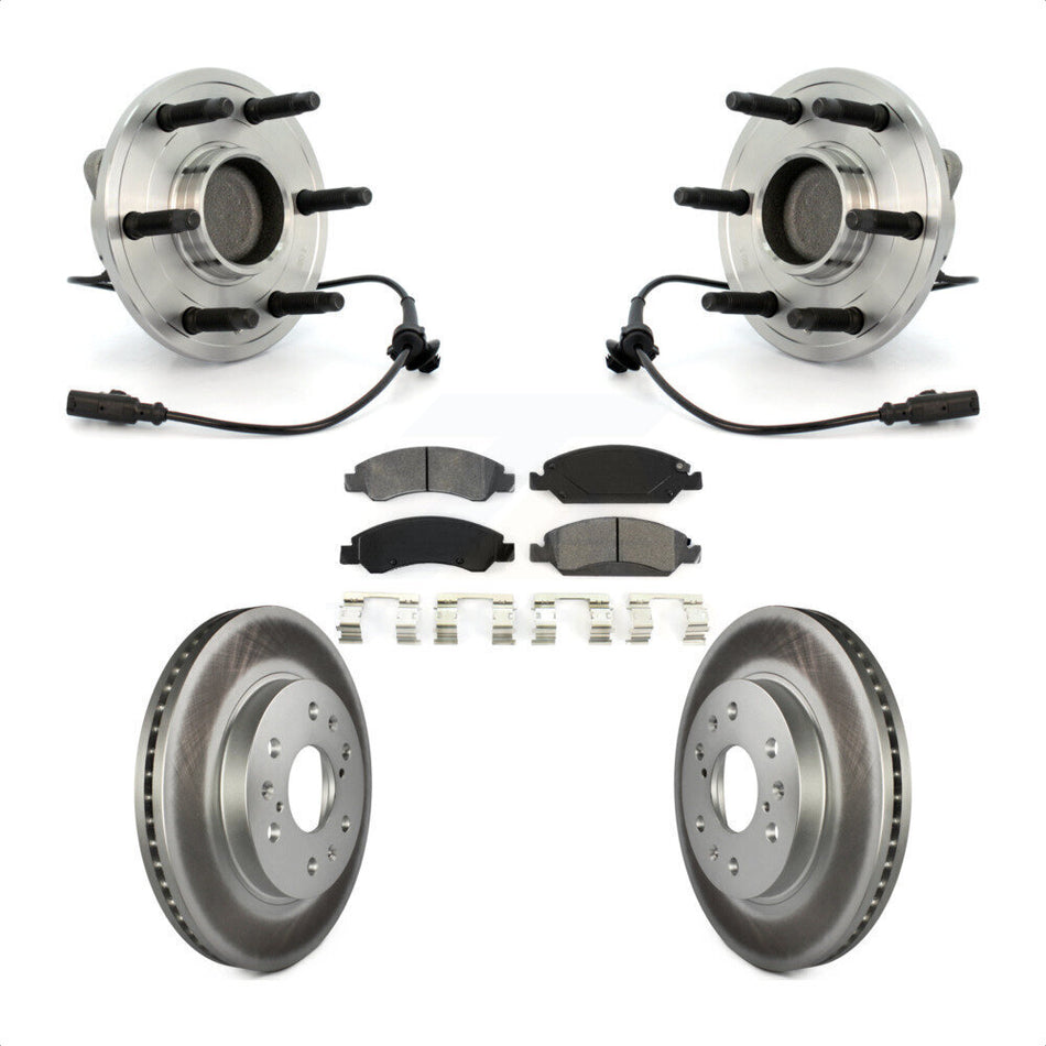 Front Hub Bearing Assembly Coated Disc Brake Rotors And Semi-Metallic Pads Kit For Chevrolet Silverado 1500 GMC Sierra Tahoe Suburban Yukon XL Avalanche Cadillac Escalade ESV KBB-104335