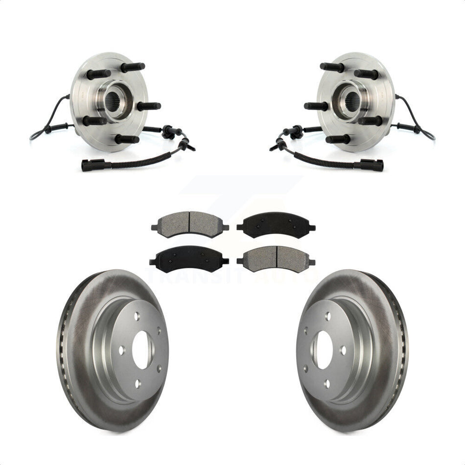 Front Hub Bearing Assembly With Coated Disc Brake Rotors And Semi-Metallic Pads Kit For Dodge Ram 1500 KBB-104340