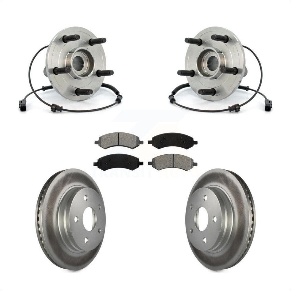 Front Hub Bearing Assembly With Coated Disc Brake Rotors And Semi-Metallic Pads Kit For Dodge Ram 1500 KBB-104353