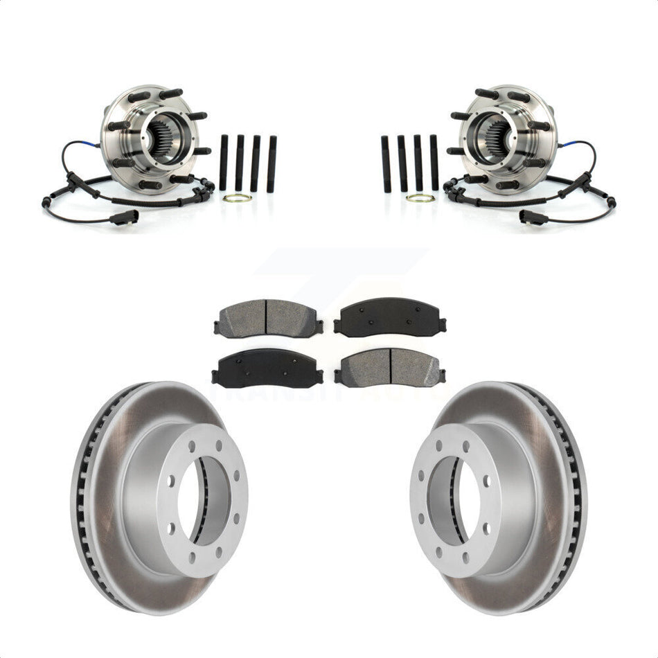 Front Hub Bearing Assembly With Coated Disc Brake Rotors And Semi-Metallic Pads Kit For 2011-2011 Ford F-250 Super Duty F-350 Single Rear Wheels 4WD KBB-104355