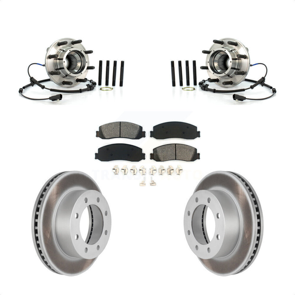 Front Hub Bearing Assembly With Coated Disc Brake Rotors And Semi-Metallic Pads Kit For 2012-2012 Ford F-250 Super Duty F-350 Single Rear Wheels 4WD KBB-104356