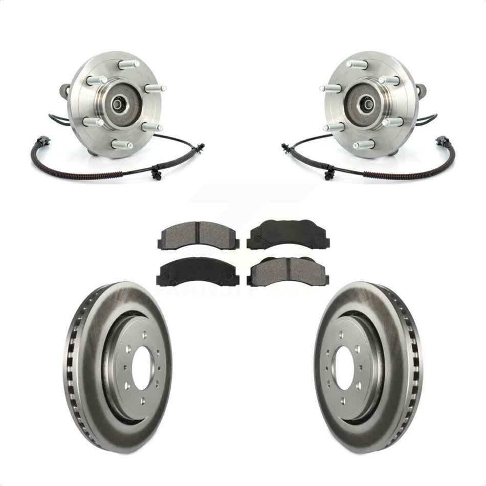 Front Hub Bearing Coated Brake Rotor Pads Kit For Ford F-150 Expedition Lincoln Navigator KBB-104363