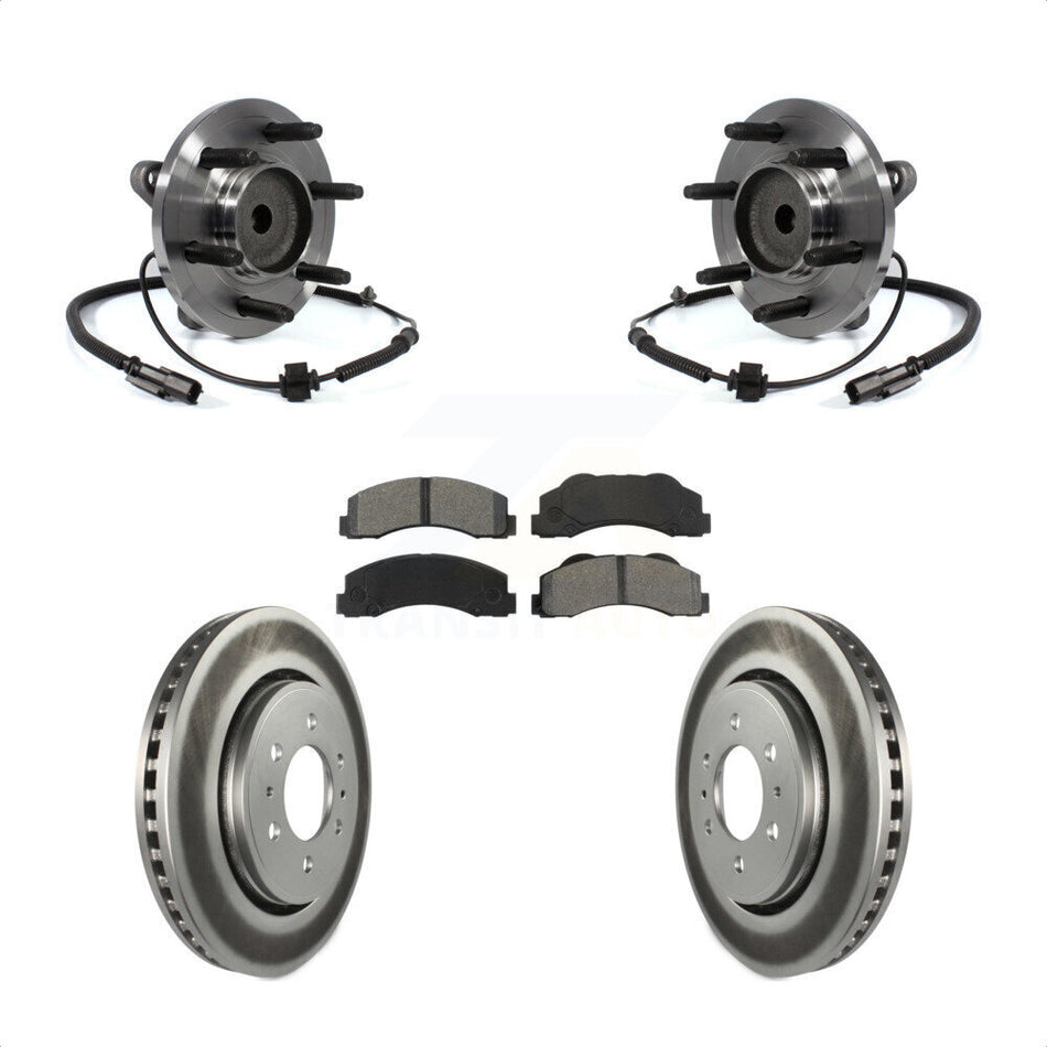 Front Hub Bearing Assembly With Coated Disc Brake Rotors And Semi-Metallic Pads Kit For 2011-2014 Ford F-150 Expedition Lincoln Navigator RWD KBB-104364