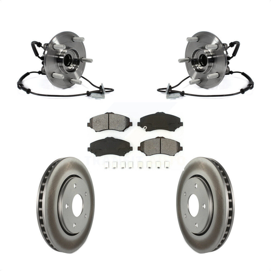 Front Hub Bearing Assembly Coated Disc Brake Rotors And Pads Kit For Dodge Grand Caravan Chrysler Town & Country Ram C/V Volkswagen Routan With Single Piston Caliper KBB-104368