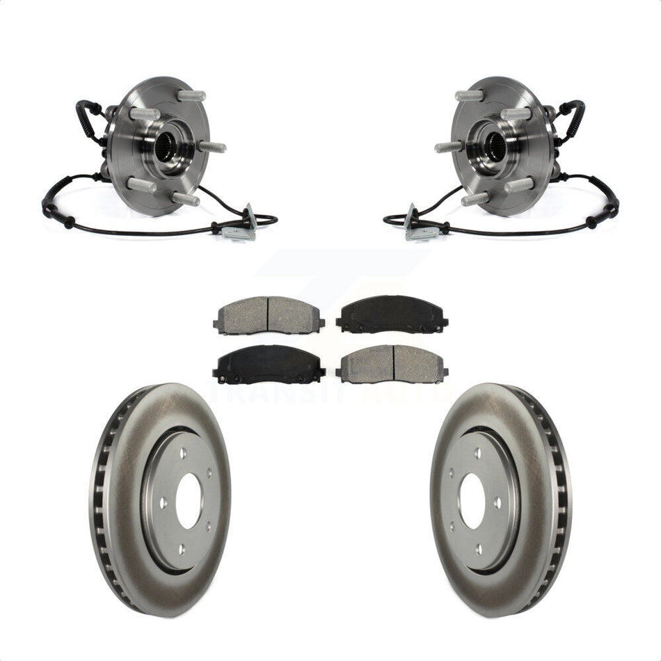 Front Hub Bearing Assembly With Coated Disc Brake Rotors And Semi-Metallic Pads Kit For 2017-2018 Dodge Grand Caravan Single Piston Caliper KBB-104369