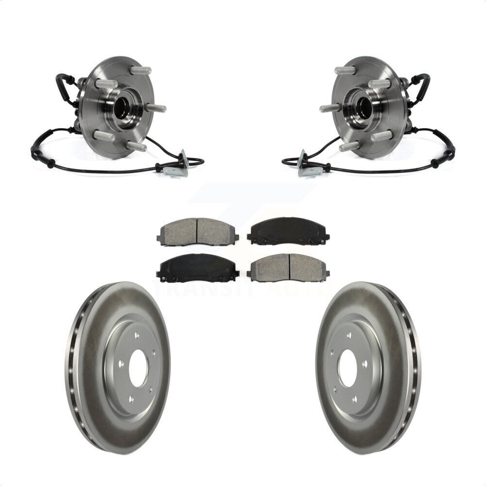 Front Hub Bearing Assembly With Coated Disc Brake Rotors And Semi-Metallic Pads Kit For Dodge Grand Caravan Chrysler Town & Country Ram C/V Volkswagen Routan KBB-104371