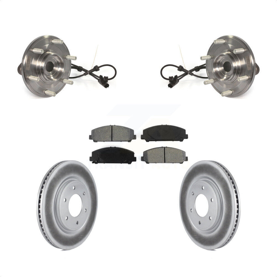 Front Hub Bearing Assembly With Coated Disc Brake Rotors And Semi-Metallic Pads Kit For Nissan Titan Armada TITAN 4WD KBB-104375