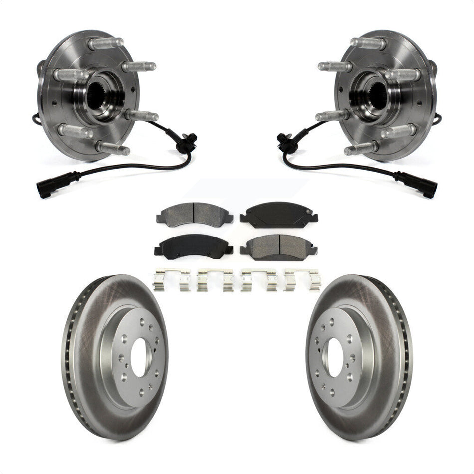 Front Hub Bearing Assembly Coated Disc Brake Rotors And Semi-Metallic Pads Kit For Chevrolet Silverado 1500 GMC Sierra Tahoe Suburban Yukon Cadillac XL Escalade ESV LD 4WD KBB-104378