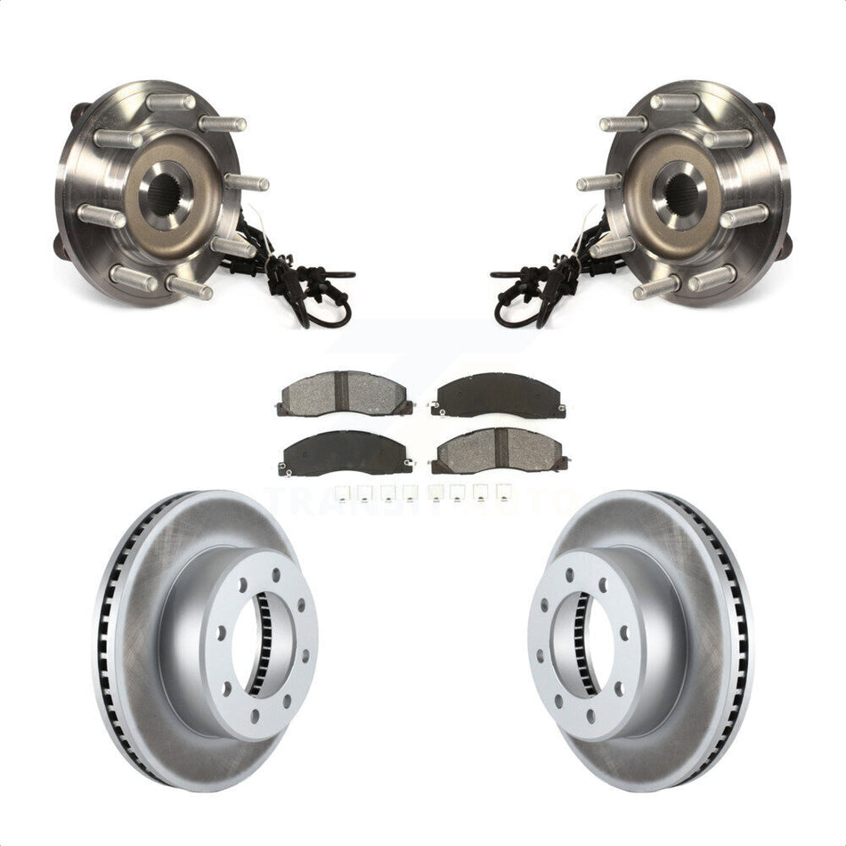 Front Hub Bearing Assembly With Coated Disc Brake Rotors And Semi-Metallic Pads Kit For Ram 2500 3500 KBB-104380