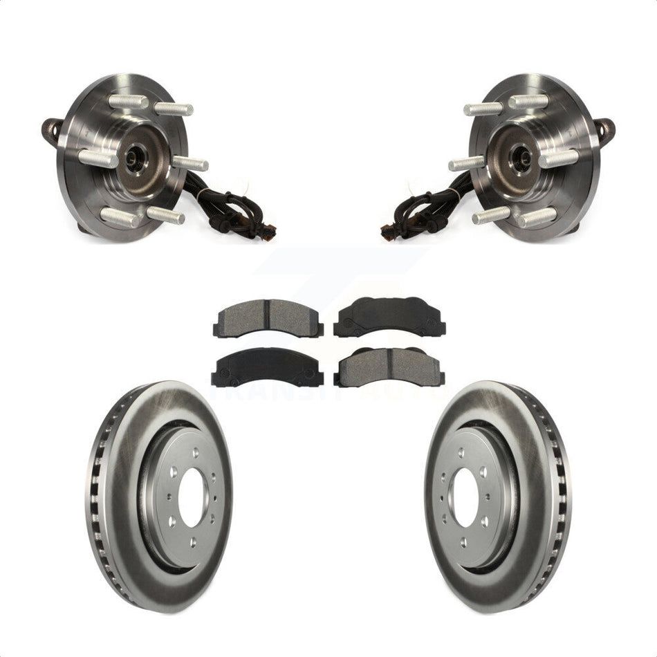 Front Hub Bearing Assembly With Coated Disc Brake Rotors And Semi-Metallic Pads Kit For 2015-2017 Ford F-150 4WD KBB-104382