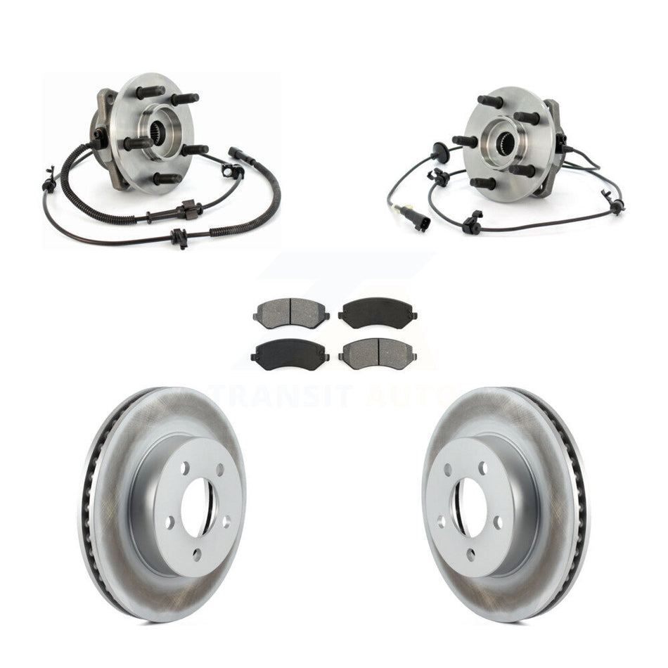 Front Hub Bearing Assembly With Coated Disc Brake Rotors And Semi-Metallic Pads Kit For Jeep Liberty KBB-104384
