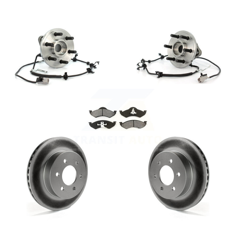 Front Hub Bearing Assembly With Coated Disc Brake Rotors And Semi-Metallic Pads Kit For Dodge Durango Dakota KBB-104388