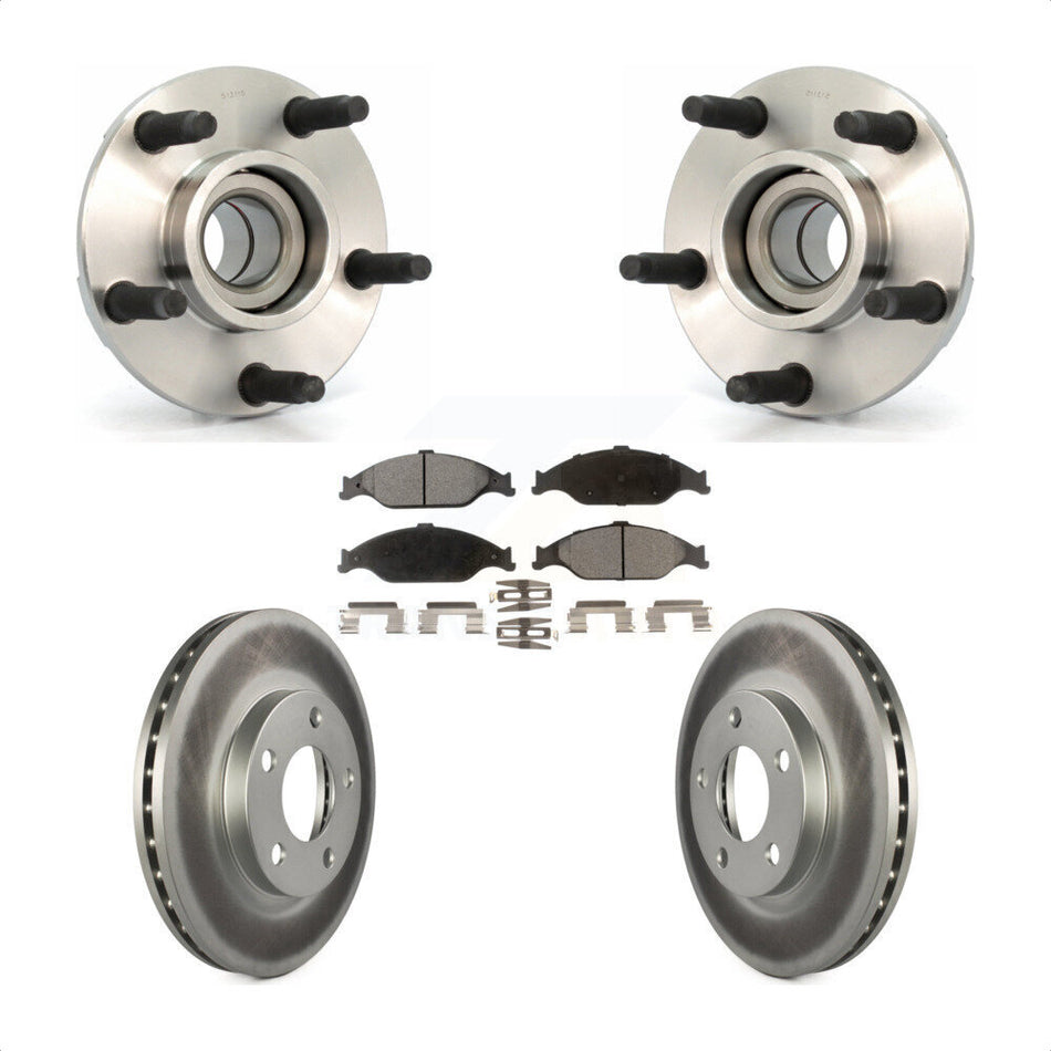 Front Hub Bearing Assembly With Coated Disc Brake Rotors And Ceramic Pads Kit For Ford Mustang KBB-104437