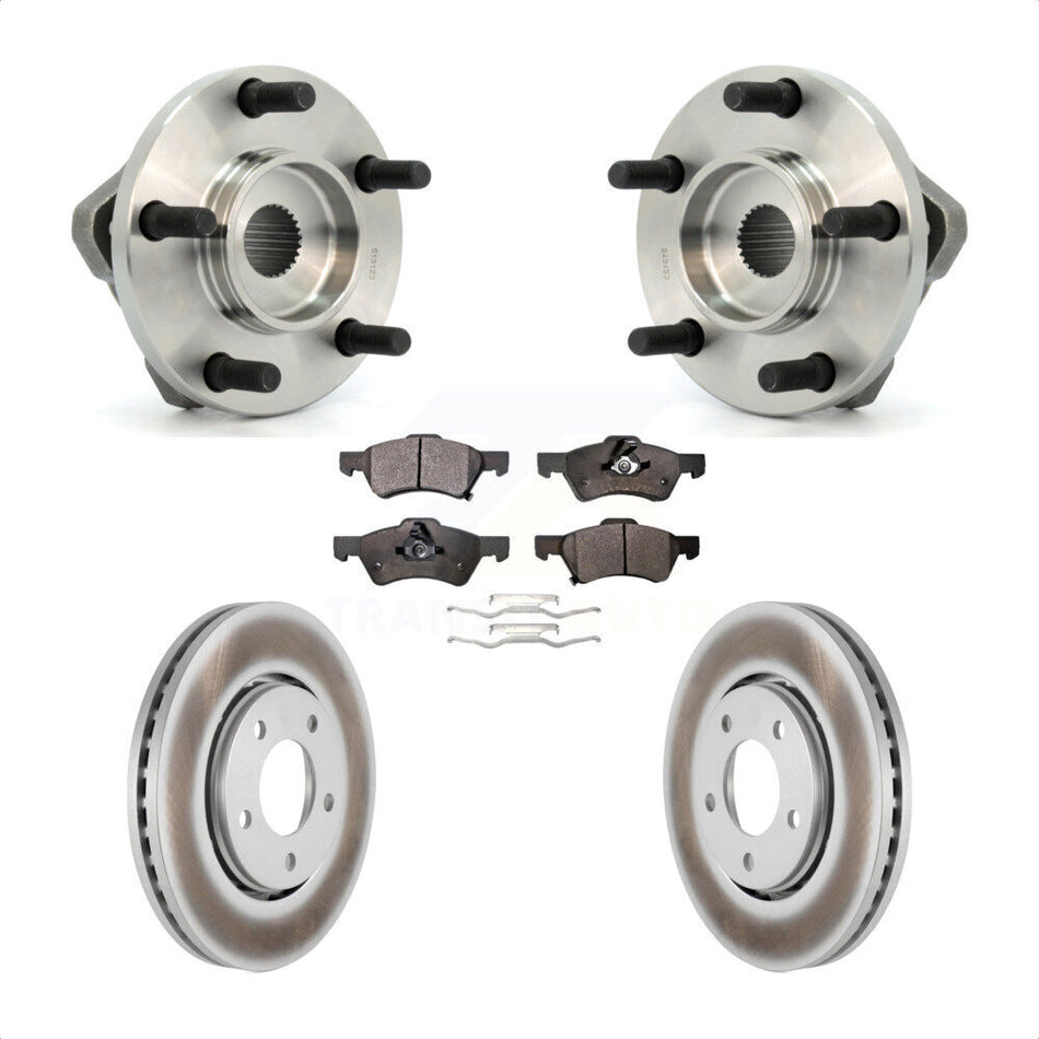 Front Hub Bearing Assembly With Coated Disc Brake Rotors And Ceramic Pads Kit For Dodge Caravan Chrysler Voyager KBB-104451