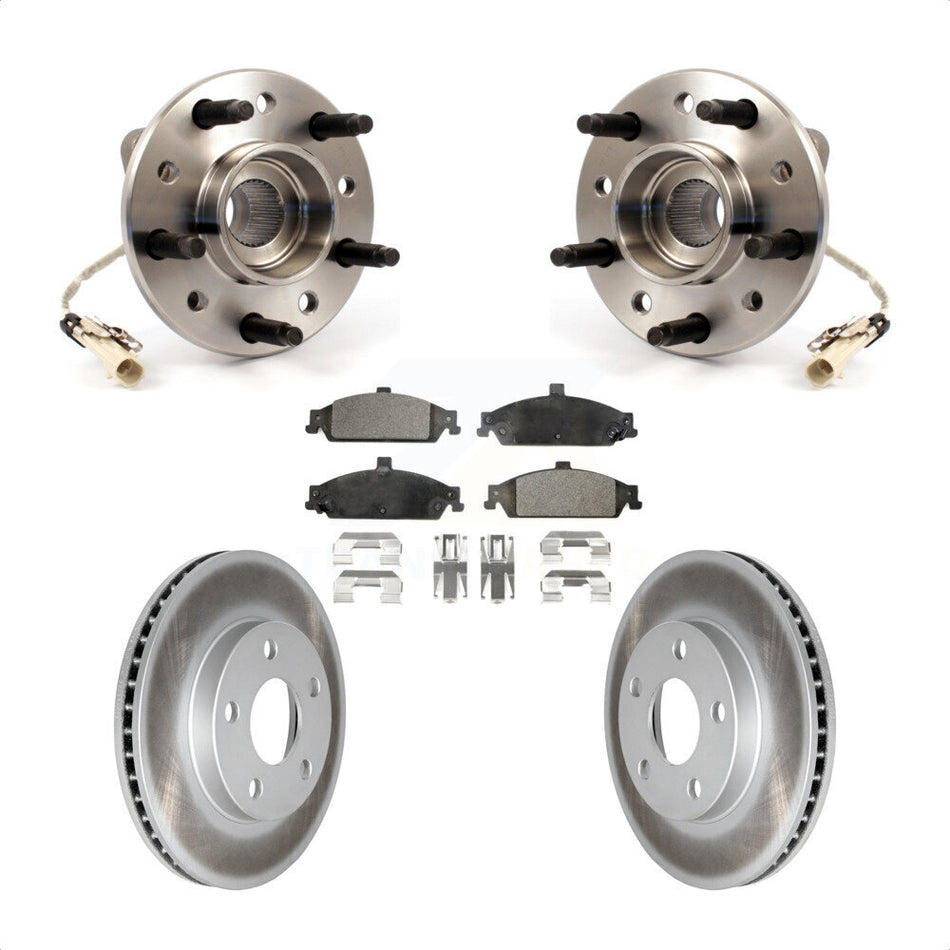 Front Hub Bearing Assembly With Coated Disc Brake Rotors And Ceramic Pads Kit For Chevrolet Pontiac Grand Am Malibu Oldsmobile Alero Classic Cutlass KBB-104458