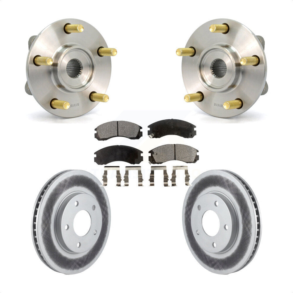 Front Hub Bearing Assembly With Coated Disc Brake Rotors And Ceramic Pads Kit For 2000 Mitsubishi Eclipse 3.0L KBB-104461