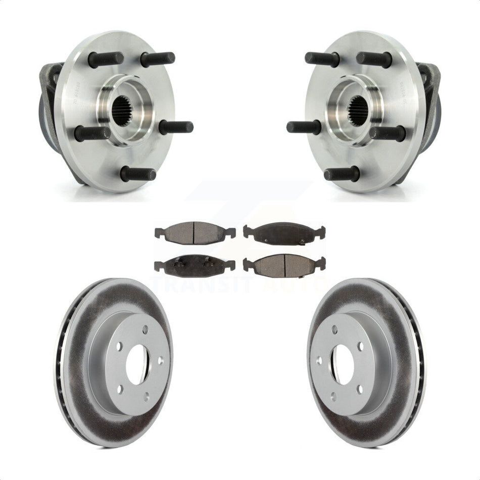 Front Hub Bearing Assembly With Coated Disc Brake Rotors And Ceramic Pads Kit For 1999-2002 Jeep Grand Cherokee Teves & ATE Caliper KBB-104465