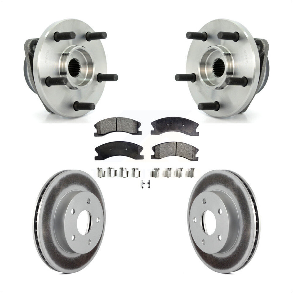 Front Hub Bearing Assembly With Coated Disc Brake Rotors And Ceramic Pads Kit For Jeep Grand Cherokee KBB-104466