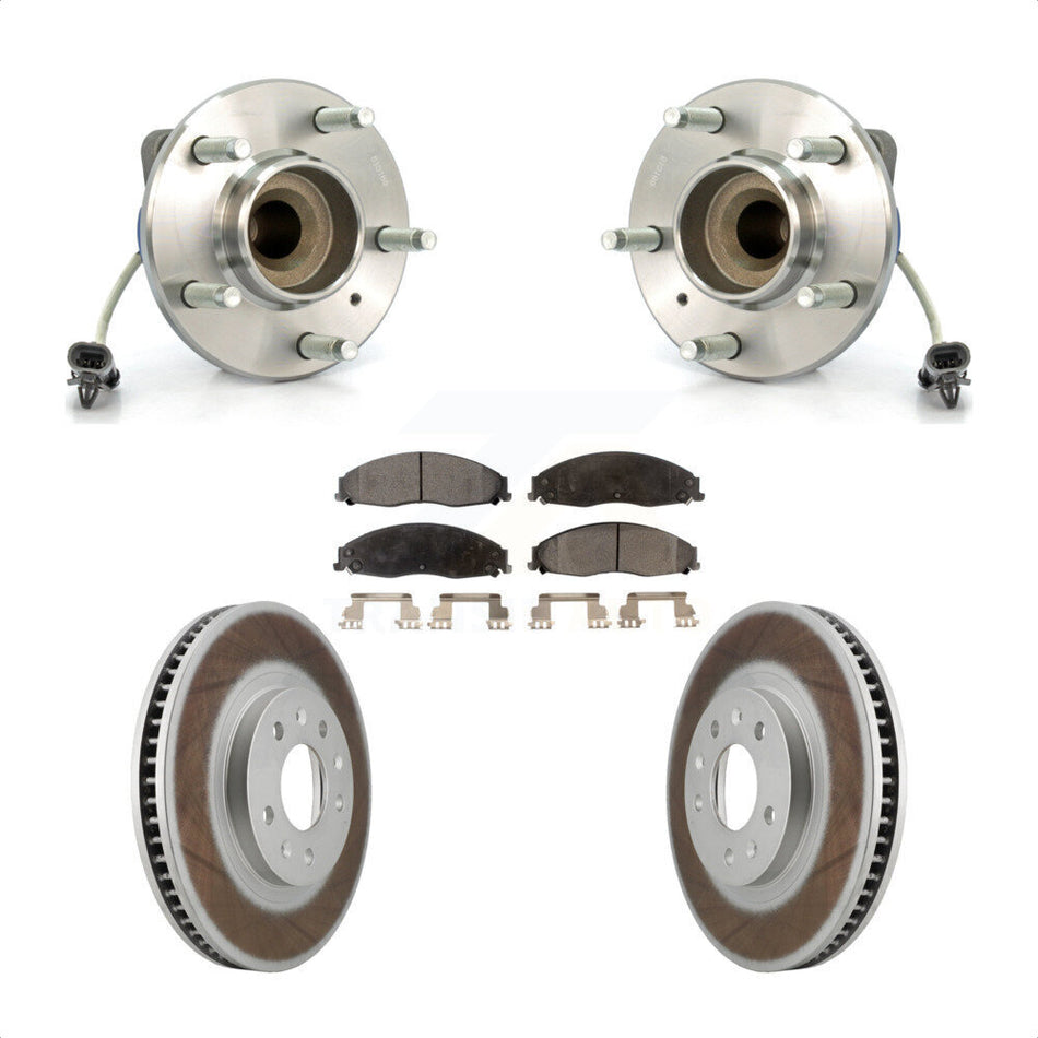 Front Hub Bearing Assembly With Coated Disc Brake Rotors And Ceramic Pads Kit For Cadillac CTS Standard Suspension KBB-104473