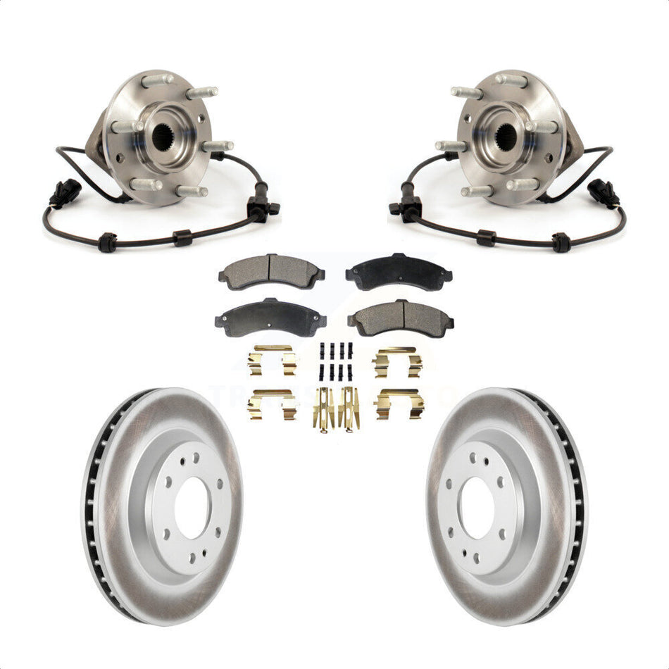 Front Hub Bearing Assembly With Coated Disc Brake Rotors And Ceramic Pads Kit For Chevrolet Trailblazer GMC Envoy Buick Rainier Oldsmobile Bravada Isuzu Ascender KBB-104474