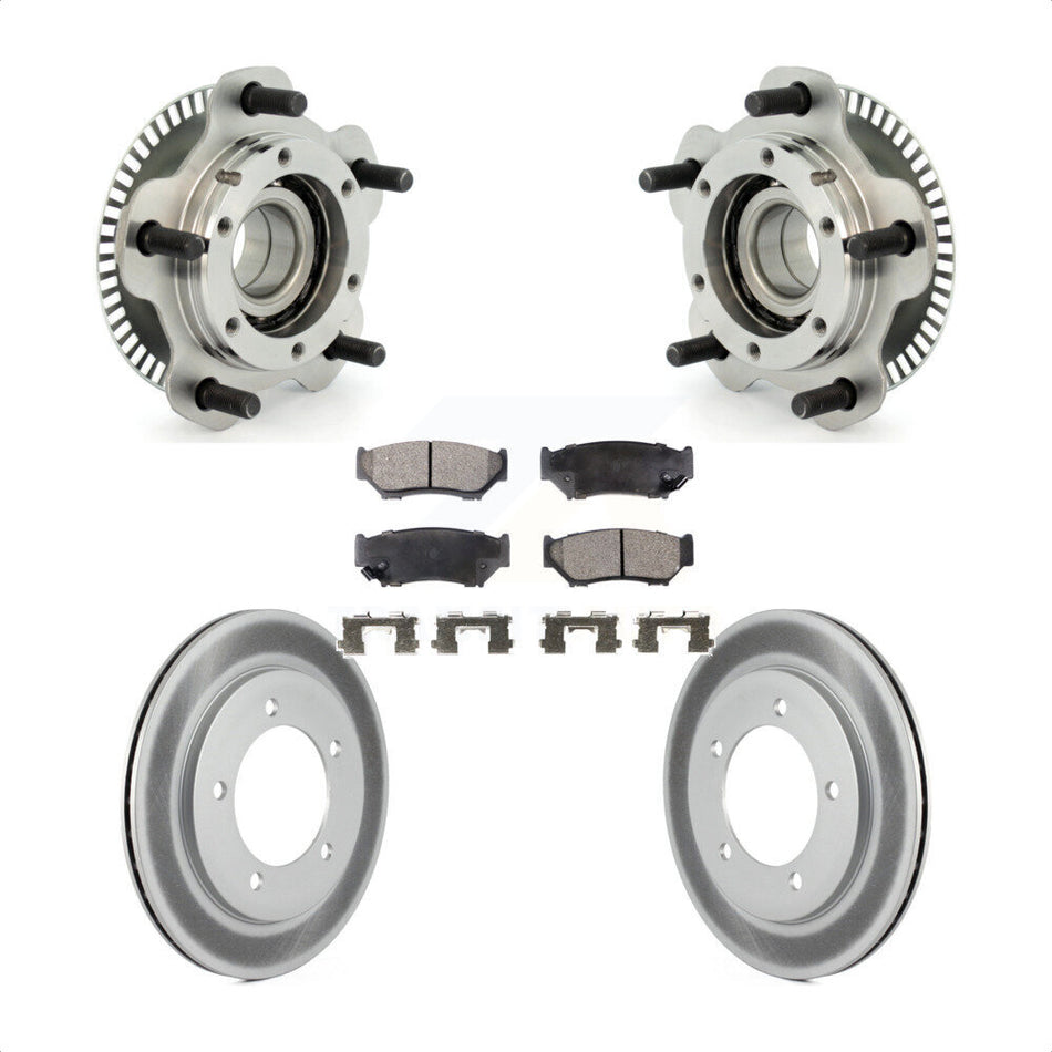 Front Hub Bearing Assembly With Coated Disc Brake Rotors And Ceramic Pads Kit For 2001-2004 Chevrolet Tracker Suzuki Vitara KBB-104482