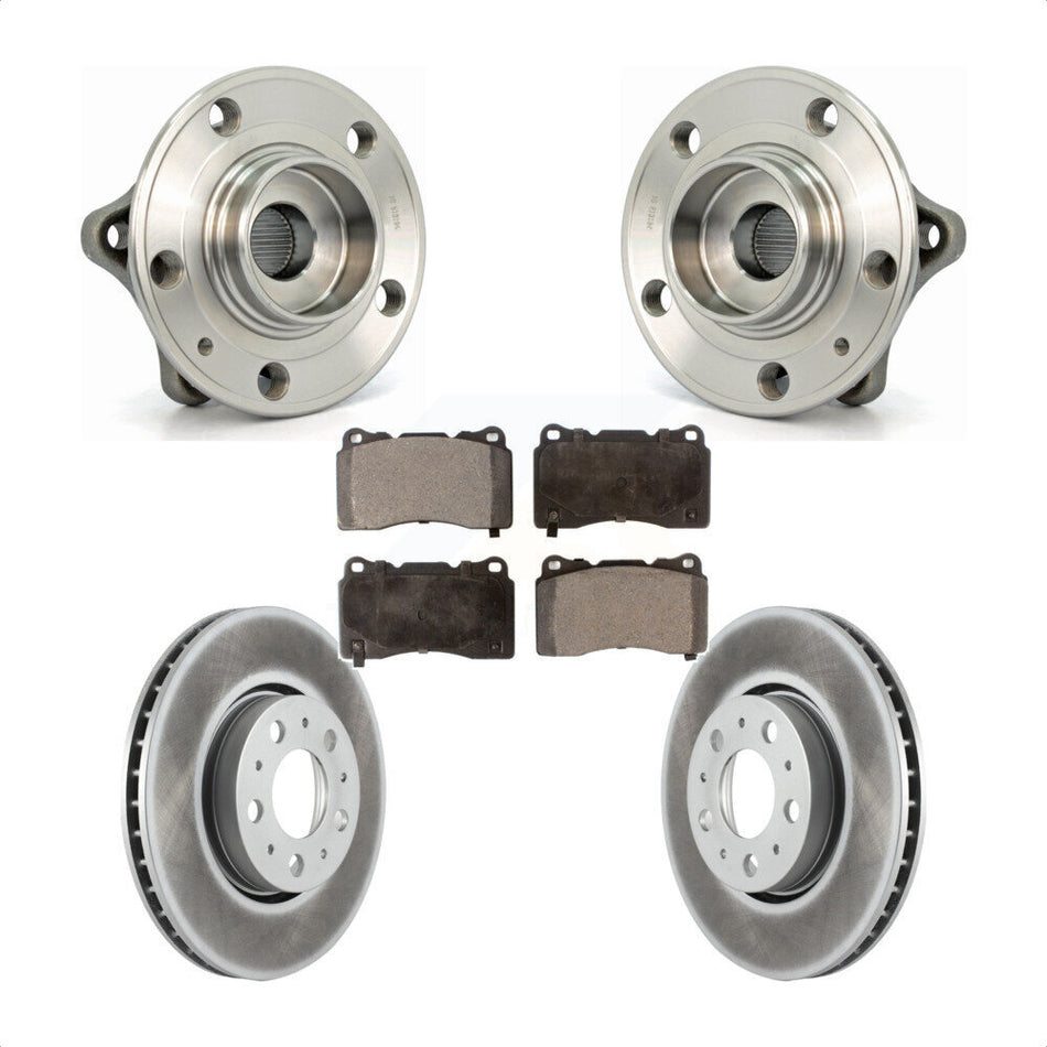 Front Hub Bearing Assembly With Coated Disc Brake Rotors And Ceramic Pads Kit For 2005-2007 Volvo V70 R 286mm Diameter Rotor KBB-104485