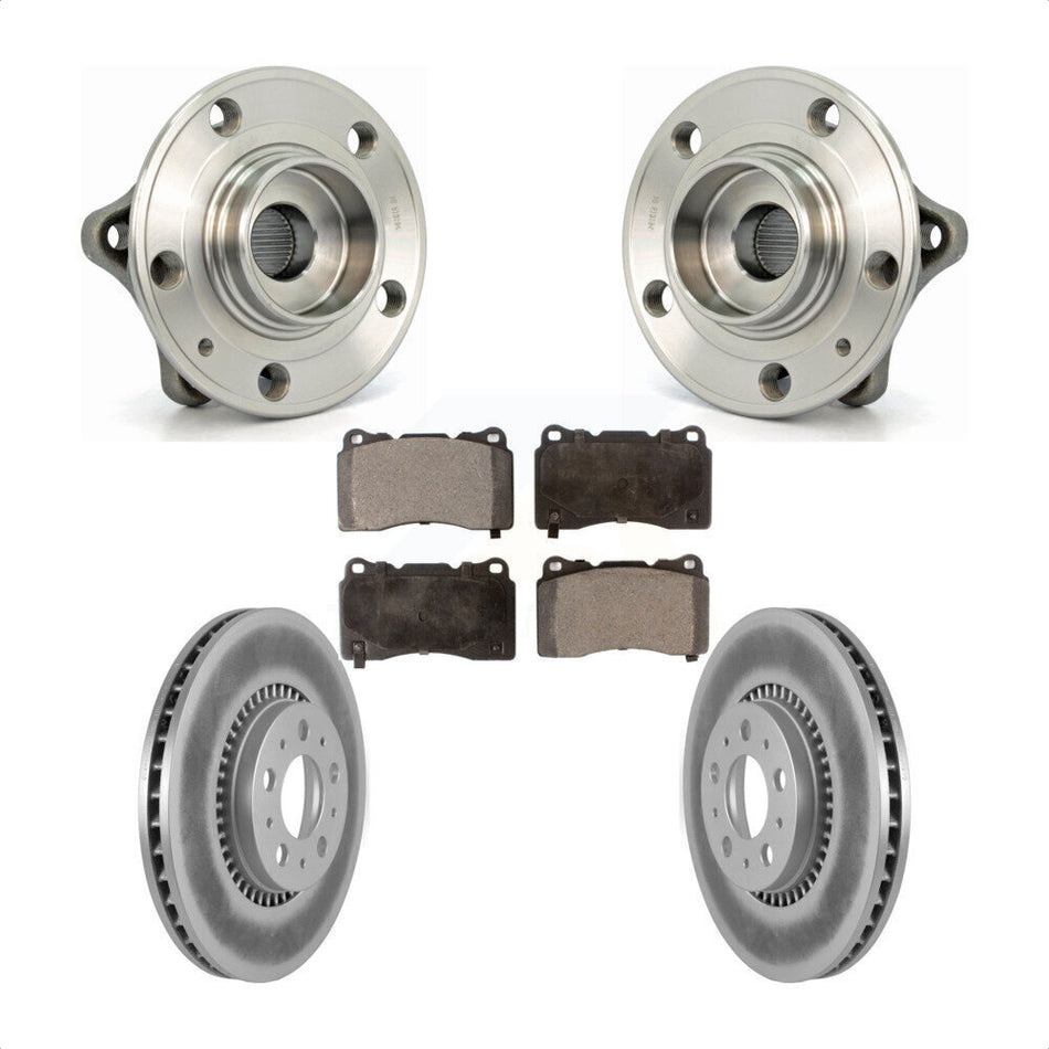 Front Hub Bearing Assembly With Coated Disc Brake Rotors And Ceramic Pads Kit For 2005-2007 Volvo V70 R 305mm Diameter Rotor KBB-104487