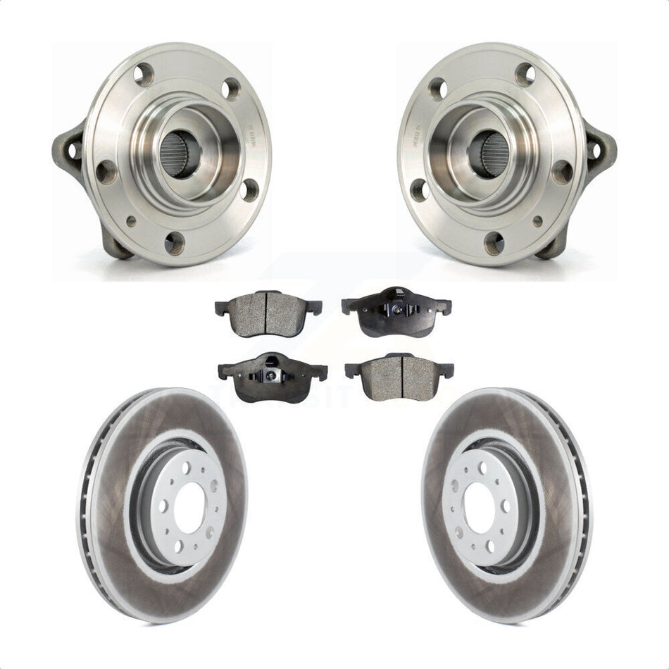 Front Hub Bearing Assembly With Coated Disc Brake Rotors And Ceramic Pads Kit For 2008 Volvo S60 316mm Diameter Rotor KBB-104489