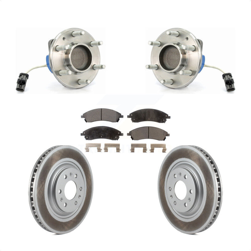 Front Hub Bearing Assembly With Coated Disc Brake Rotors And Ceramic Pads Kit For 2004-2009 Cadillac SRX RWD KBB-104490