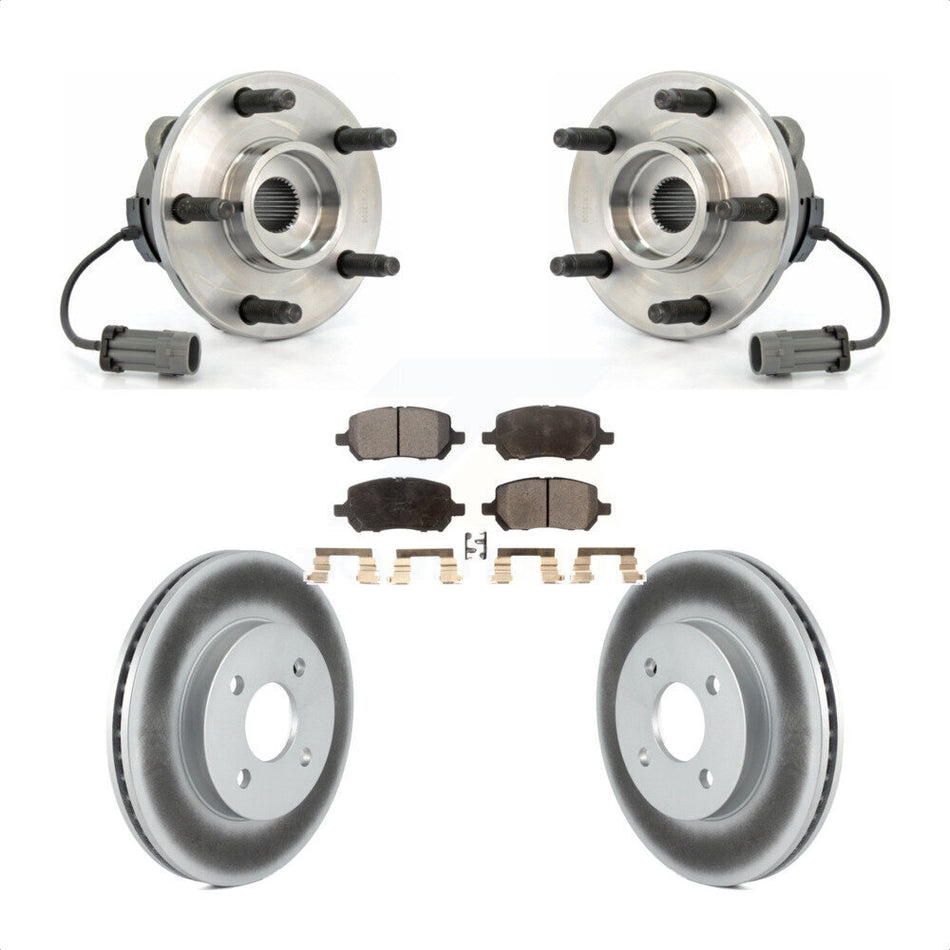 Front Hub Bearing Assembly With Coated Disc Brake Rotors And Ceramic Pads Kit For Saturn Ion Pontiac Pursuit 5 Lug Wheels KBB-104498