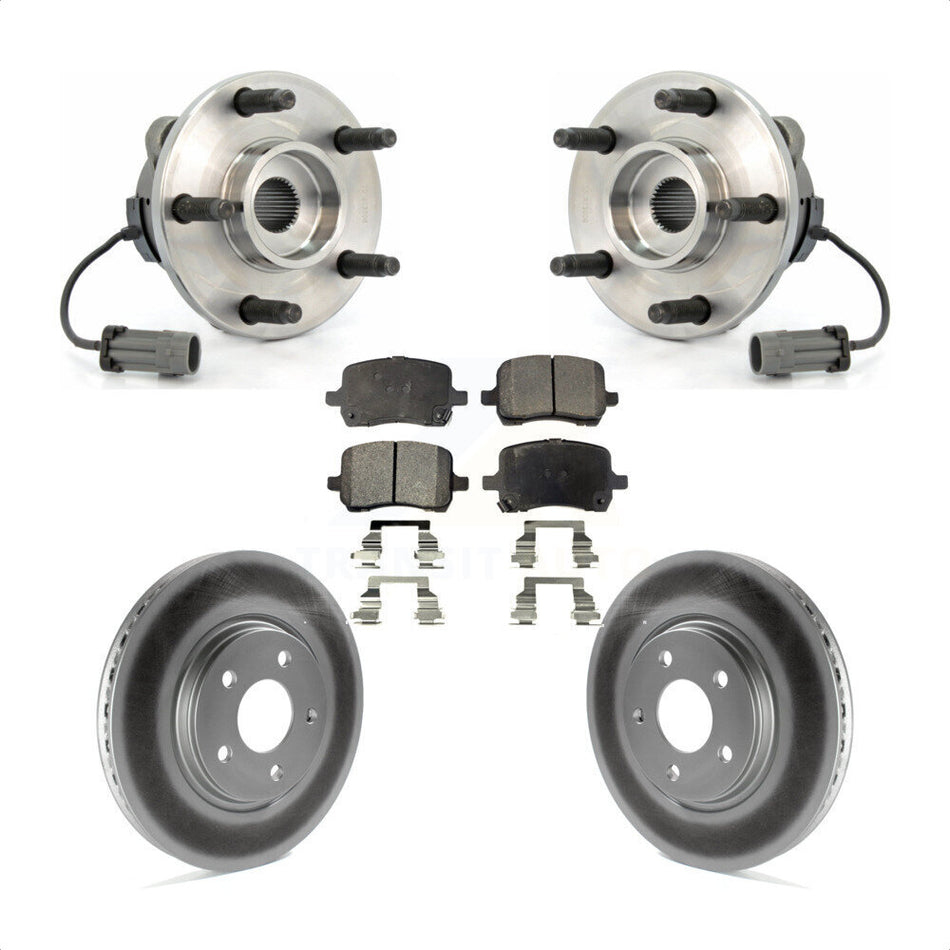 Front Hub Bearing Assembly With Coated Disc Brake Rotors And Ceramic Pads Kit For Chevrolet Cobalt Saturn Ion 5 Lug Wheels KBB-104499