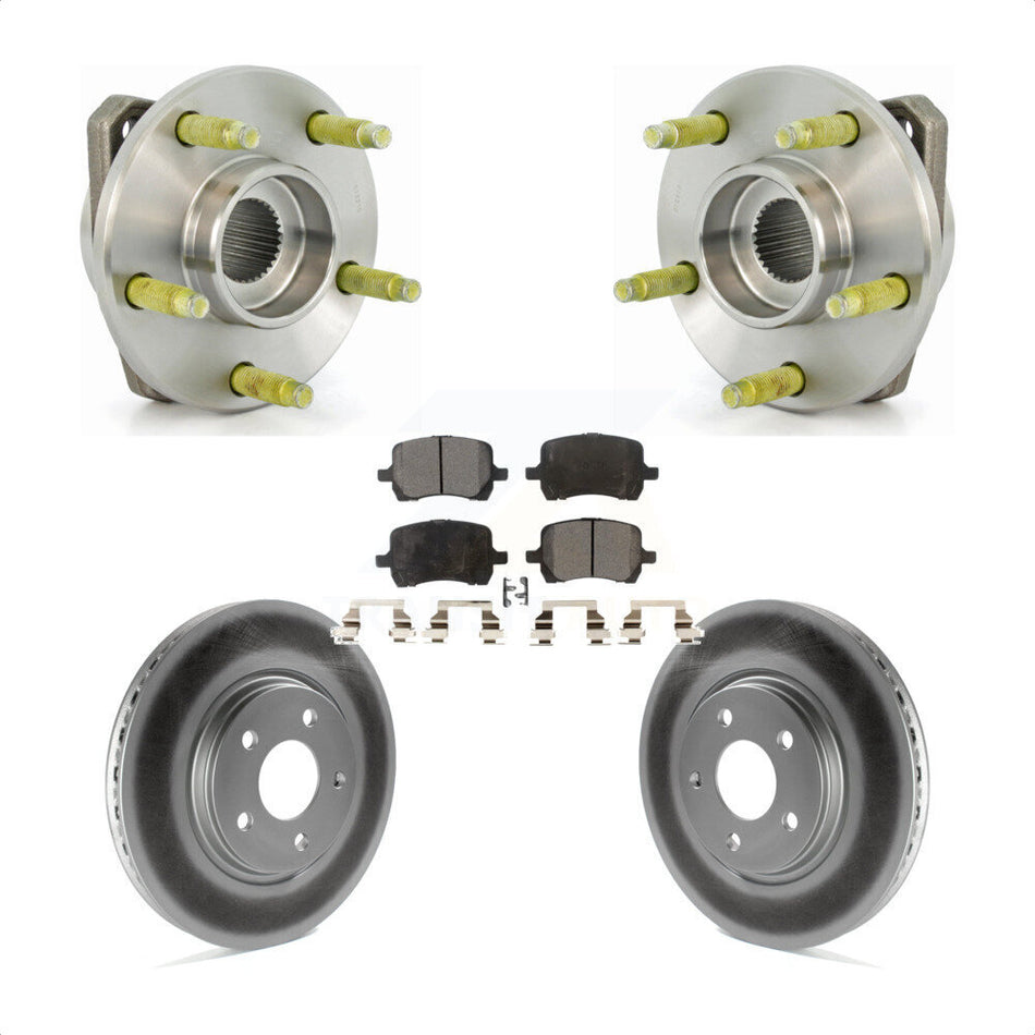 Front Hub Bearing Assembly With Coated Disc Brake Rotors And Ceramic Pads Kit For 2006-2007 Pontiac G6 Non-ABS 296mm Diameter Rotor KBB-104512